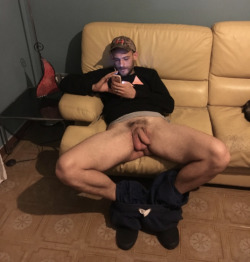 trashy-white-cock:  He’s looking for some pussy porn to watch just before you go over to get your faggot lips and tongue on His low hanging Balls and uncut Dick. If He wants you to lick His Asshole &amp; Feet He’ll let you know. Now be a good homo