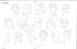 lifeanim8ed:The Road To El Dorado “Tulio” Model SheetHere’s some great Tulio expressions from Supervising animator, James Baxter