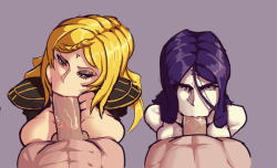 boxmanspornbox:  A sketch commission of 3 and 5 from Drakengard 3 giving head.