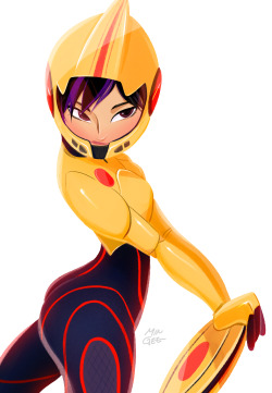 grimphantom2:  ninsegado91:  timboxreloaded:  This ain’t mine, but here’s The Legendary GoGo Tomago as she is drawn by Korean-born artist Mingee Lee, aka Jelly Puffer.  Dat angle  Agreed! 