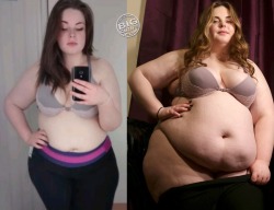 bigcutieaurora:  This before and after thoughâ€¦. Iâ€™ve gotten so incredibly fat ðŸ˜‚  Go to http://aurora.bigcuties.com/ for more pictures and a video of me trying to squeeze into these old yoga pants (:  If you canâ€™t support my site right now then