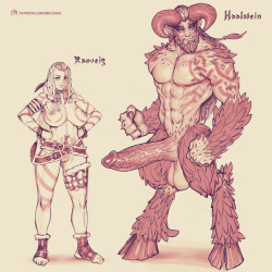 bbc-chan:  Stormchild Tribe - Ranveig &amp; HaalsteinLong overdue character concepts turned into patreon doodles for my Super Fan Tier Patron Galbuscho.Featuring their new nordic inspired OCs Ranveig (shaman) and Haalstein (Satyr).Become a PATRONPatreon