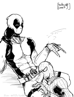 zusu-art05:  Deadpool x Spiderman R18 by Nathylove5 es la primera vez que los dibujo XD 