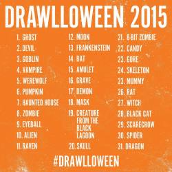 iamkevinluong:  Drawlloween is back! Here are the mixed up topics based on the original list from last year that @artofbrianluong and I will be following. All creatives and non-creatives alike are invited to join this month-long, daily creative challenge.