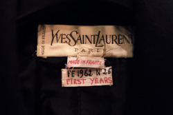 novaub313: Yves Saint Laurent’s logo on one of the first jackets he designed. For his very last show, Yves Saint Laurent presented a selection of 200 of the best pieces he has designed since 1962…