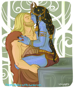 naomi-makes-art:  I know this isn’t perfect, but it is my first time drawing Jotun!Loki. I want to draw him a lot more often. And don’t mind Thor’s weird clothes. lol. I didn’t know what I was doing.  I need to draw Superhusbands…