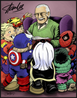 thejerrybennett:  Made some changes, as requested by Marvel, and I now have my first Marvel-Approved art print, featuring Stan the Man! (Note the ‘Used with permission’ stuff at the bottom! I’m legit!)