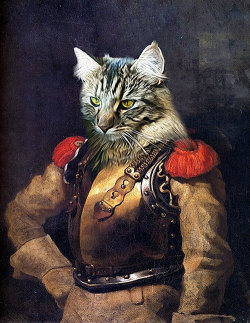 cattoysandgear:  Géricault - Portrait de Carabinier - Renaissance Pet/Dog/Cat Portrait - Digital personalized pet portrait painting using your Photo cat toys 