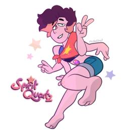 mrhaliboot:  So I finally caved and did a Steven and Lapis fusion, Spirit Quartz! A total free spirit and a bit of a prankster, they love to travel and find new places to chill out. Boy, was this one requested. The name was inspired by the Steven/Lapis