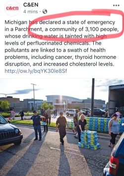 samwiththagap:  nanofishology: This makes me MAD  A tiny town with a smaller population than some high schools has contaminated water, so Michigan declares a state of emergency, supplies residents with bottled water, and is dumping all the contaminated