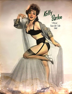 Kelly Barton             “Miss Emerald Isle 1966”..One of a handful of posters that survived the 1978 demolition of the ‘ROXY Theatre’  in Cleveland, Ohio.. These large hand-tinted posters adorned spaces  along the facade and marquee of