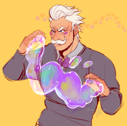 rufusmcdoofus:  Some more Old Man Caesar stuff, and a stupid doodle. I realized that the bubble liquid came from his gloves originally, so instead of wearing gloves all the time he could downsize and have custom wedding bands rings contained concentrated