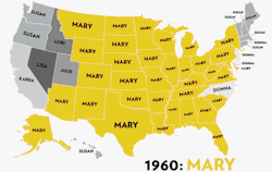 al-the-stuff-i-like:  in-love-with-my-bed:  deductiontoseduction:  potato-bear:  nevver:   Six Decades of the Most Popular Names for Girls  What the fuck was with Jennifer holy shit    im going to take a shot in the dark and say ^that state is Montana