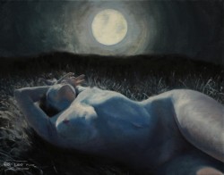 nycity-lover: leo-plaw:   “Moonbathing”, Leo Plaw, 30 x 24cm, oil on canvas   More of my artwork can be found on my website. LeoPlaw.com And if it takes your fancy, subscribe to my newsletter.   @carnalincarnate  