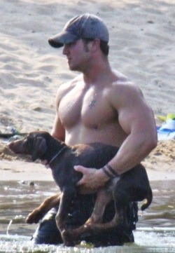 kaibacorp99: beefy-buds:  Beefy Buds  I’d love to be in those strong arms  Man&rsquo;s best friend.