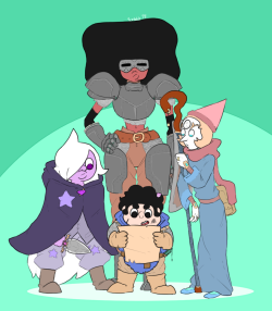 Steven - Cleric Pearl - Wiz Biz Amethyst - Rogue Garnet - Heavy Armor Fighter Though personally I&rsquo;d put it with Steven as a Bard, Amethyst as a Sorcerer, Pearl as a Dualist Fighter, and Garnet as either a monk or Barbarian.