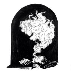 emily-escott:  Silmarillion #Inktober day 1! Prompt: Fast The death of Fëanor “Then he died; but he had neither burial nor tomb, for so fiery was his spirit that as it sped his body fell to ash, and was borne away like smoke” 