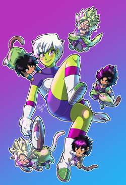 rougafuufuukens:  Cheelai   Broly (x5)At first it was just Cheelai, but she looked lonely so I kept adding Brolys.