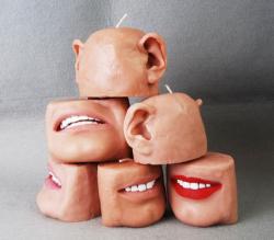 sixpenceee:Sculptor Anna Sternik makes candles that look so uncannily like human faces. Sternik’s candles were inspired by psychology icon Dr. Sigmund Freud and by Dadaism. “Inspiration for my art is rooted in the concept of bodily fragmentation