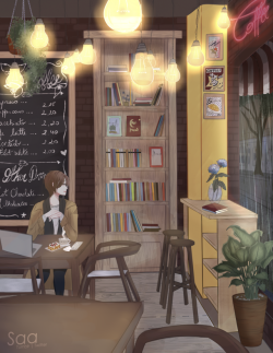 saa-art:  Rainy days and cozy environments because Jaehee deserves some peaceful time for herself.