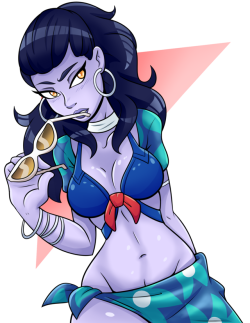 ambris:  Been watching to draw Widow’s summer skin for a while now. Really wanted to do more with this, but time is limited. I put the hi-res version of this on my Gumroad store! And it includes a topless edit, if that’s your thing. My patrons will