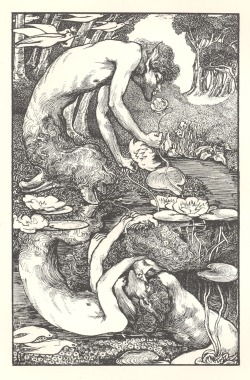 songesoleil:  “The Reflected Faun” The Yellow Book.1894.  Art by Laurence Housman.(1865-1959).