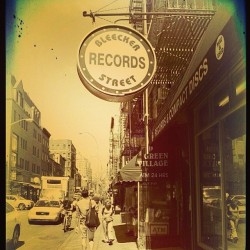 thevinylfactorygalleries:  Where’s your favourite record store? Loving this vintage image of #BleekerStreet #Records #NYC #digging #vinyl  some of my very first records were purchased here. My entire #NYHC vinyl collection came from Bleecker Bob&rsquo;s.