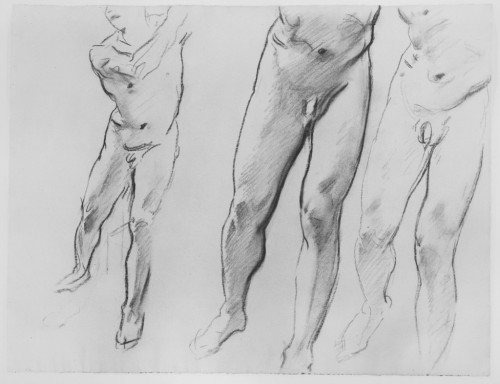 artist-sargent:  Three Studies of a Male Nude, John Singer Sargent, 1895-1916, Harvard Art Museums: DrawingsHarvard Art Museums/Fogg Museum, Gift of Miss Emily Sargent and Mrs. Francis Ormond in memory of their brother, John Singer SargentSize: actual: