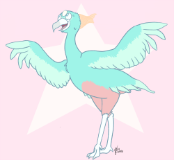 artemispanthar:  I drew Pearl as a secretary bird. I wish I had some profound reason for doing so but its pretty much solely because secretary birds look like they’re wearing little shorts.  OK but one time I did draw Pearl as a secretary bird. Because