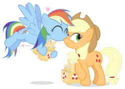 judacris:“Hey, Rainbow. I thought you could use some ciders.”“Thanks, AJ!”Warm Cider Friends (ew, Warm Cider)  Eeee~ &lt;3