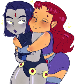 artythang:@anextremelysadmeme suggested starfire and raven and who could say no to that ;9