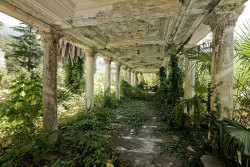 abandonedandurbex:  Train station in Sukhumi, Abkhazia was abandoned during the War in Abkhazia in 1992-1993. The dispute between Georgia and Russia over the region has isolated the region, but the decaying station retains some of its former glory in