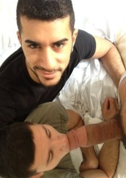 stratisx:  Greek porn star Dean Monroe teaches a young guy how to suck daddy cock