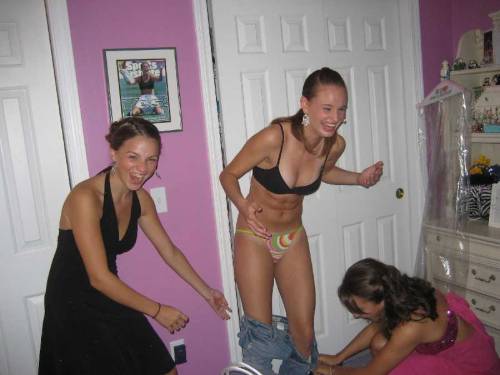 Nude girls stripped by friends