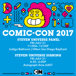 Join us at Comic Con TODAY Steven Universe panel and signing with @rebeccasugar! 