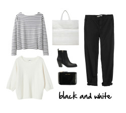soft-world:   black and white by caraling featuring lightweight pants      