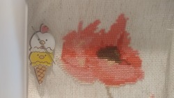 My poppy is coming along nicely. It&rsquo;s a watercolor poppy pattern. I still really like my cute needle minder too.
