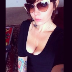 actionsworld:  Off to lunch with one of my best!!! #inkedgirls #girlswithtattoos #sunnyglasses #cateye