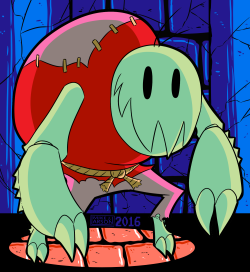 Day twelve of Drawlloween 2016! Today’s theme is, “I’ve Got A Hunchback” so I decided to redesign my old character, Iggy! I tried to make him look more like a flea as a reference to the flea men from Castlevania. :D