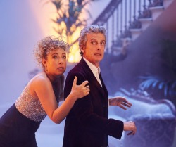 doctorwho:  doctorwho:  A NEW IMAGE of Alex Kingston and Peter Capaldi from the upcoming Doctor Who Christmas special!    It’s Christmas Day on a remote human colony and the Doctor is hiding from Christmas Carols and Comedy Antlers. But when a crashed