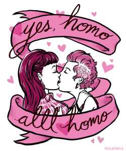 albinwonderland:  kateordie:  An exercise for my tablet. Drew this while Fox News played in the background. Felt good.  all homo all the time homo 24/7