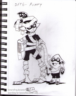 splatoonus:  searching-for-bananaflies:  Squid Inktober Costume Party! Day 6 - Mummy Blue Sometimes your little sister has the best costume ideas.  IT’S SO CUTE!!!!    adorable! &lt;3