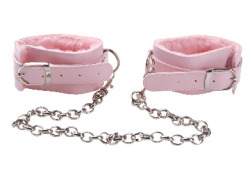 bdsmadultfulltilt:  Grrl Toyz Pink Plush Ankle Cuffs with Chain ONLY ป.23 This set of pink furry cuffs are the little cats meow! Animal lover? No worries these are Faux Fur and Faux Leather but feel like the real thing. Chain come with cuffs. Grab yours