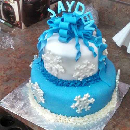 Winter Wonderland Baby Shower cake!!! #alledible #blue #winter # ...