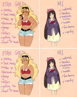 kittenfossils:  chubbysuccubus:  brattyybabe:  tweakbroscoffee:  im here to fight all kinds of internalized misogyny  this is stupid every girl is different and does different shit  That’s the point here, did you not read the artist’s caption  lmao