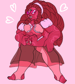 I drew elasticitymudflap‘s Garnet/Rose fusion Rhodochrosite!She’s made our of Pure Love omfg I had to add the little heart glasses I am sorRY