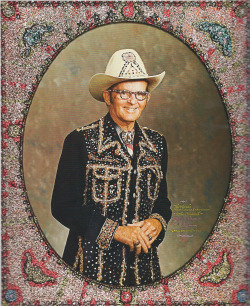 mudwerks:  bothkindsofmusic:  Loy Allen Bowlin: The Original Rhinestone Cowboy. Bowlin was an outsider artist who decorated his home and himself, including his dentures, in rhinestones. After his death in 1995, his home was nearly demolished, but was