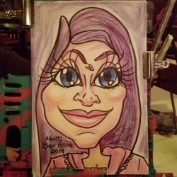 Doing caricatures at the Buffy sing-along at Cuisine en Locale/ONCE in Somerville. Thanks Erica! 😘  ============= Commissions are open! 😃 ============= Caricatures are a fun addition to any party!  ============= . . . . . . .  #art #caricatures