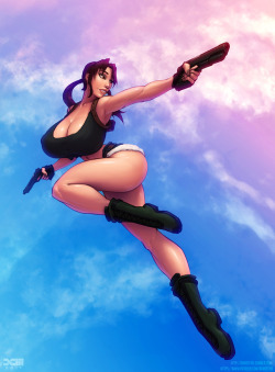 carmessi:  barretxiii:  Commission for dubester. Revy from Black Lagoon with some nice oppai. ^_^ Please support my Patreon for alternate versions, polls, and full res files! Also check out my Gumroad for past content packs! Prints of select pieces can
