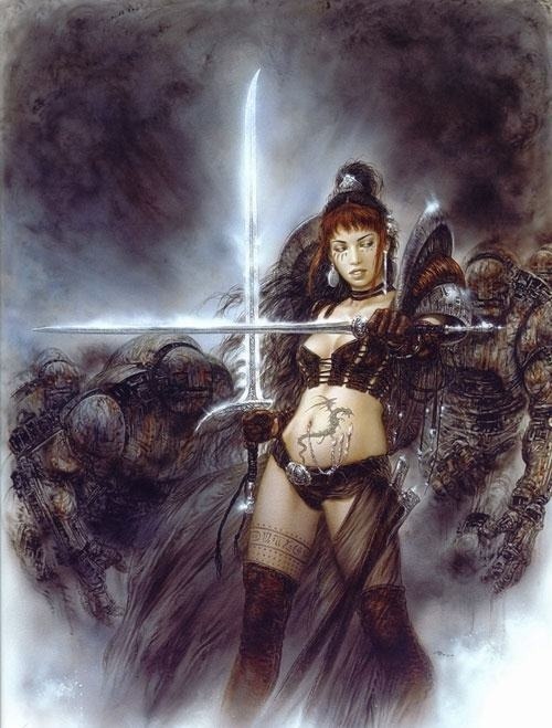 Beautiful warrior women sword